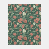 Morris Garden Green & Red Floral Badetuch Set Fleecedecke (Vorderseite)