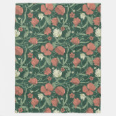 Morris Garden Green & Red Floral Fleecedecke (Vorderseite)
