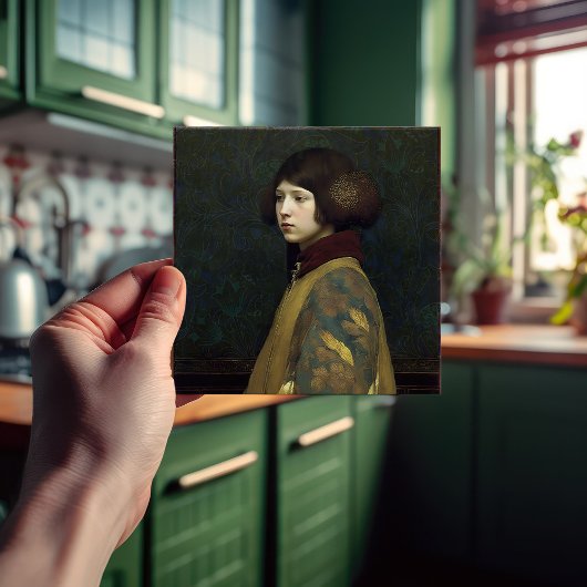 Morris Gold Green Art Nouveau Portrait Lily Fliese