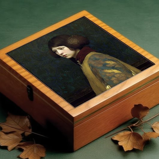 Morris Gold Green Art Nouveau Portrait Lily Fliese