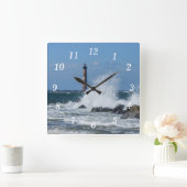 Morris-Insel-Leuchtturm-Spritzen Quadratische Wanduhr (Zuhause)