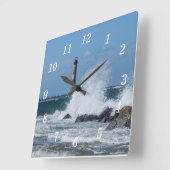 Morris-Insel-Leuchtturm-Spritzen Quadratische Wanduhr (Winkel)