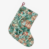 Morris Inspired Tulips,Peonies,Acanthus Green Großer Weihnachtsstrumpf (Vorderansicht (hängend))