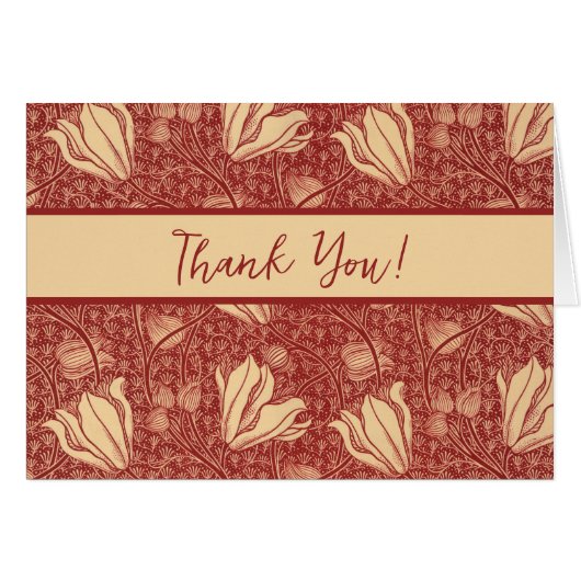 Morris Inspiriert Lily Blume Botanical Red Textile (Vorderseite (Horizontal))