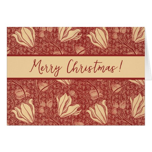 Morris Inspiriert Lily Blume Botanical Red Textile (Vorderseite (Horizontal))