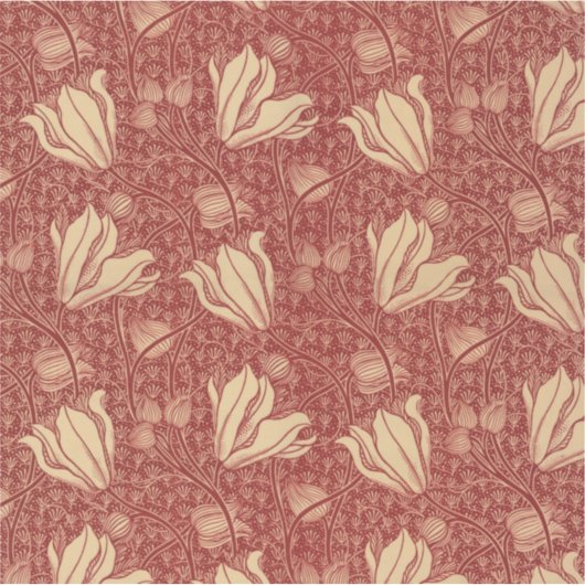 Morris Inspiriert Lily Blume Botanical Red Textile Aufkleber (Vorderseite)