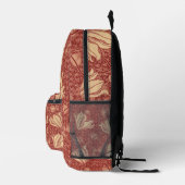 Morris Inspiriert Lily Blume Botanical Red Textile Bedruckter Rucksack (Rechts)