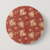 Morris Inspiriert Lily Blume Botanical Red Textile Button (Vorderseite)