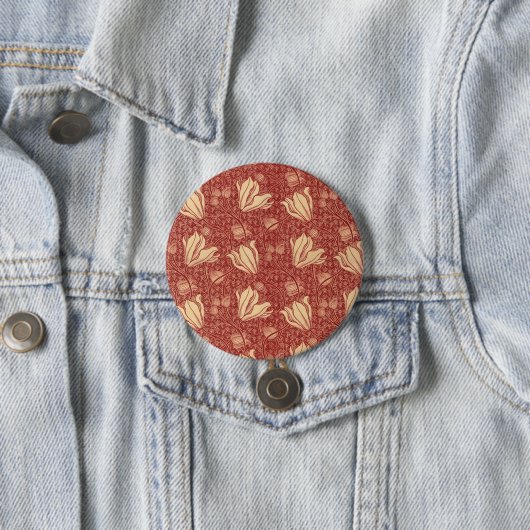 Morris Inspiriert Lily Blume Botanical Red Textile Button (Beispiel)