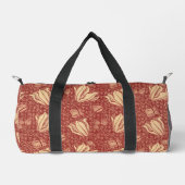 Morris Inspiriert Lily Blume Botanical Red Textile Duffle Bag (Vorderseite)