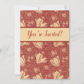 Morris Inspiriert Lily Blume Botanical Red Textile Einladung (Vorderseite)