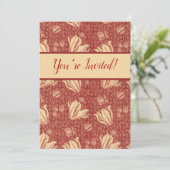 Morris Inspiriert Lily Blume Botanical Red Textile Einladung (Stehend Vorderseite)