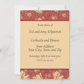 Morris Inspiriert Lily Blume Botanical Red Textile Einladung (Rückseite)