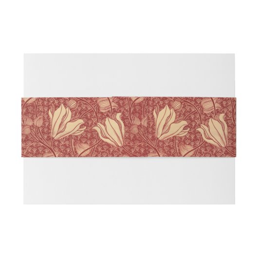 Morris Inspiriert Lily Blume Botanical Red Textile Einladungsbanderole (Rückseitenbeispiel)