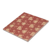 Morris Inspiriert Lily Blume Botanical Red Textile Fliese (Seite)