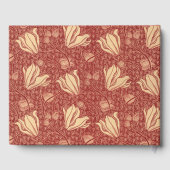 Morris Inspiriert Lily Blume Botanical Red Textile Gästebuch (Rückseite)