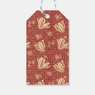 Morris Inspiriert Lily Blume Botanical Red Textile Geschenkanhänger