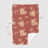 Morris Inspiriert Lily Blume Botanical Red Textile Golfhandtuch (Insitu)