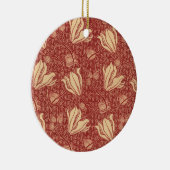 Morris Inspiriert Lily Blume Botanical Red Textile Keramik Ornament (Rechts)