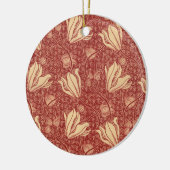 Morris Inspiriert Lily Blume Botanical Red Textile Keramik Ornament (Links)