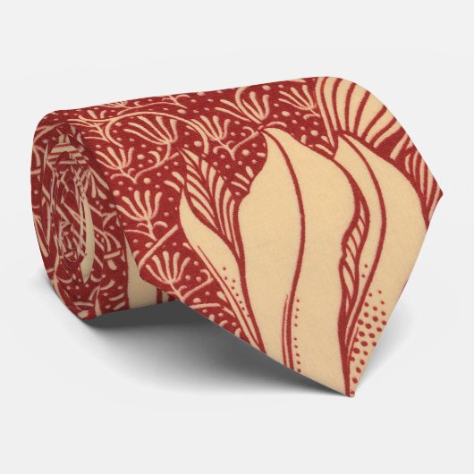 Morris Inspiriert Lily Blume Botanical Red Textile Krawatte (Gerollt)