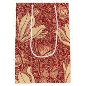 Morris Inspiriert Lily Blume Botanical Red Textile Mittlere Geschenktüte (Rückseite)