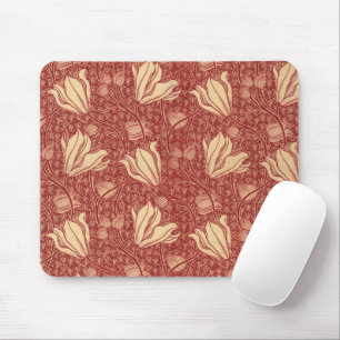 Morris Inspiriert Lily Blume Botanical Red Textile Mousepad