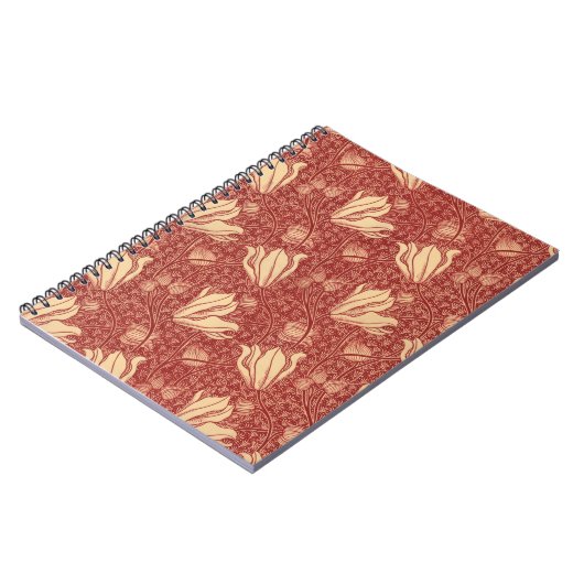 Morris Inspiriert Lily Blume Botanical Red Textile Notizblock (Linke Seite)