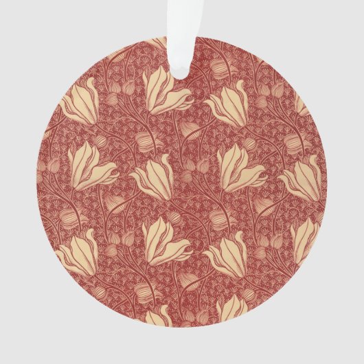 Morris Inspiriert Lily Blume Botanical Red Textile Ornament (Vorderseite)