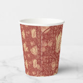 Morris Inspiriert Lily Blume Botanical Red Textile Pappbecher (Rechts)