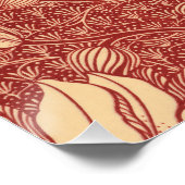 Morris Inspiriert Lily Blume Botanical Red Textile Poster (Ecke)