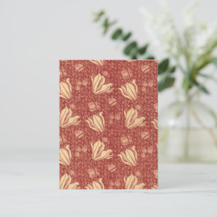 Morris Inspiriert Lily Blume Botanical Red Textile Postkarte