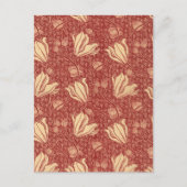 Morris Inspiriert Lily Blume Botanical Red Textile Postkarte (Vorderseite)