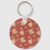 Morris Inspiriert Lily Blume Botanical Red Textile Schlüsselanhänger (Vorderseite)
