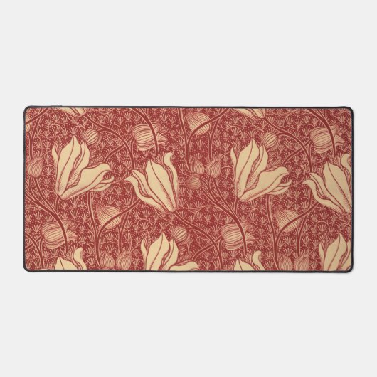 Morris Inspiriert Lily Blume Botanical Red Textile Schreibtischunterlage (Vorderseite)