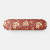 Morris Inspiriert Lily Blume Botanical Red Textile Skateboard (Horizontal)