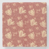 Morris Inspiriert Lily Blume Botanical Red Textile Steinuntersetzer (Vorderseite)