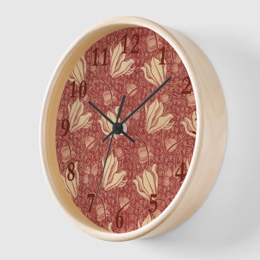Morris Inspiriert Lily Blume Botanical Red Textile Uhr (Winkel)
