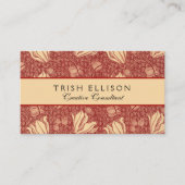 Morris Inspiriert Lily Blume Botanical Red Textile Visitenkarte (Vorderseite)