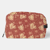 Morris Inspiriert Lily Blume Botanical Red Textile Waschbeutel (Rückseite)