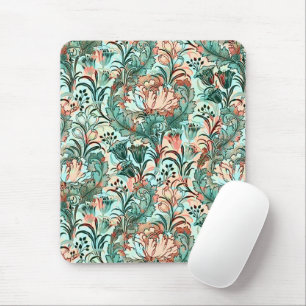 Morris Inspiriert Tulips, Peonies, Acanthus Green Mousepad
