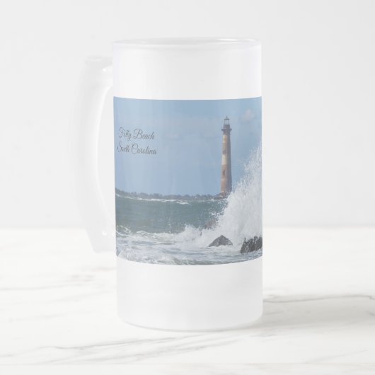 Morris Island Lighthouse Splash Mattierte Tasse (Vorderseite Links)
