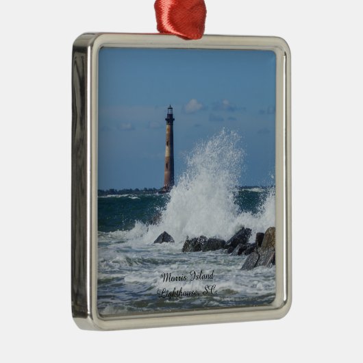 Morris Island Lighthouse Splash Ornament Aus Metall (Rechts)