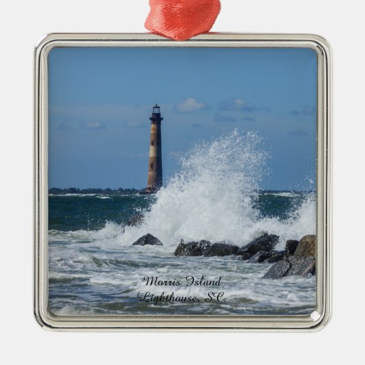 Morris Island Lighthouse Splash Ornament Aus Metall (Vorne)