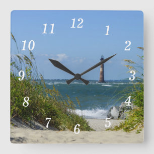 Morris Island Lighthouse Walkway Wall Clock Quadratische Wanduhr