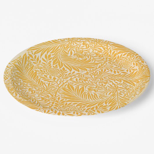 Morris - Larkspur, goldgelb Pappteller (Schrägansicht)