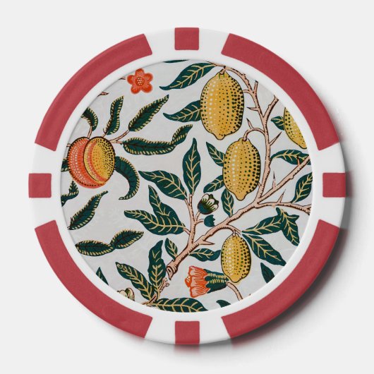 Morris Light Background Antikes Pomegrana Muster Pokerchips (Vorderseite)