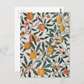 Morris Light Background Antikes Pomegrana Muster Postkarte (Vorne/Hinten)