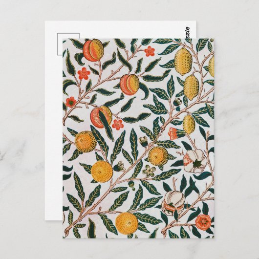 Morris Light Background Antikes Pomegrana Muster Postkarte (Vorne/Hinten)