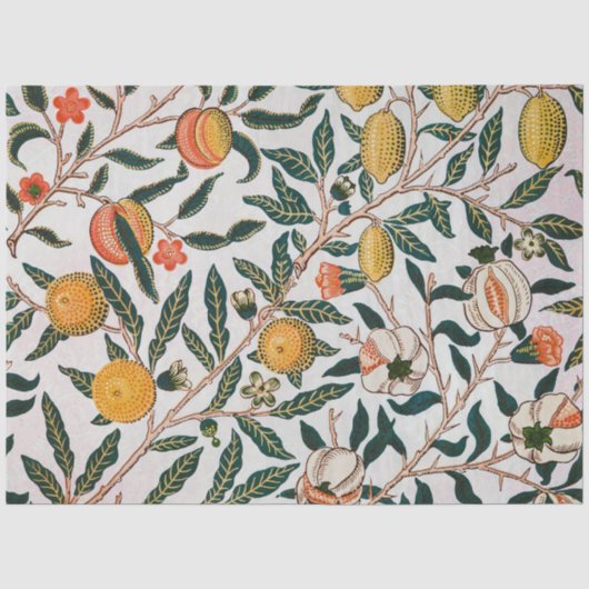 Morris Light Background Antikes Pomegrana Muster Seidenpapier (Vorderseite)